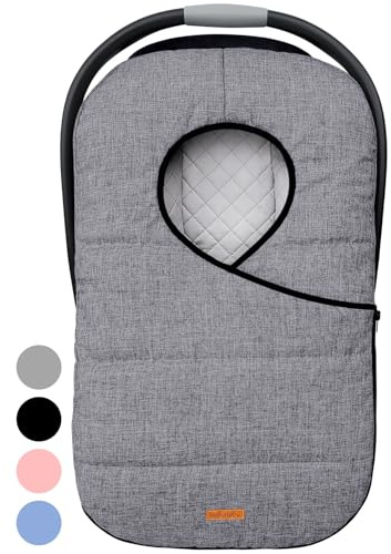 liuliuby Winter Baby Car Seat Cover - Cold Weather Insulated Carseat Bunting Bag/Blanket Accessories for Newborn & Infant - Keeps Babies Warm and Cozy - Carrier Canopy for Boys & Girls (Heather Gray)