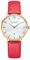 Kistanio Damenuhr Petit Goldfarben Edelstahl Saphirglas mit rotem Lederband GO-PM-L-RTN