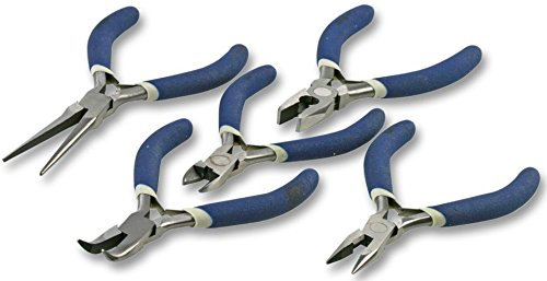 Plier Set, Mini 5Pc, Kit Contents Round Nose Plier, Top Cutter Plier, Flat Nose Plier, Bent Nose Plier, Diagonal Cutter, Handle Type Dipped, Sets Pliers Tools