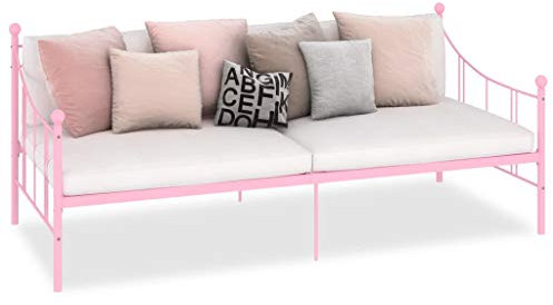 Tidyard Bettgestell Metallbett Bett Doppelbett Bettrahmen Schlafzimmerbett Schlafzimmermöbel Ehebett Rosa Metall 90 x 200 cm