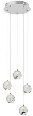 Lucande LED Pendelleuchte Hayley (Modern) in Transparent aus Glas (5 flammig,) - Hängelampe Esstischlampe Hängeleuchte Wohnzimmerleuchte