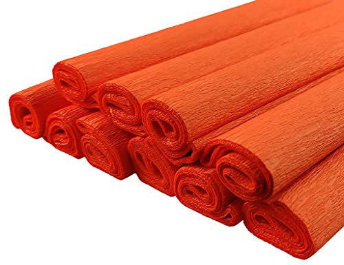 Netuno 10 Rollen Krepp-Papier Orange 200 x 50 cm Bastelpapier Krepppapier zum Basteln buntes Krepppapier Bastelkrepp deko krepp Rollen farbig crepe paper