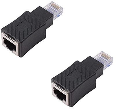 euroharry 2 pezzi adattatore Ethernet RJ45 dritto, spina RJ45 a presa, adattatore, schermato, connessione patch di rete, compatibile con Cat5 Cat6