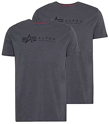 Alpha Industries Alpha Label T 2 Pack T-Shirt für Herren Greyblack/Black