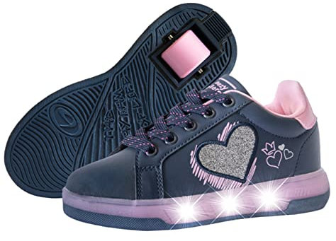 Breezy Rollers 2195690 Schuhe mit Rollen Mädchen, LED Licht Schuhe Rollschuhe für Mädchen, Rollschuhe Skateboardschuhe, Sneakers mit Rollen, Leuchtend Skateboardschuhe (Numeric_38)