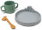 Done by Deer Peekaboo Baby und Kinder Geschirrset - 3-Teiliges Kindergeschirr Set mit Rutschfestem Kinderteller, Trinklernbecher und Gabel - BPA-Freies Geschirr aus 100% Lebensmittelechtem Silikon