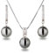 Schöner-SD Perlenset Halskette Creolen-Ohrringe 925 Silber Rhodium dunkel-grau