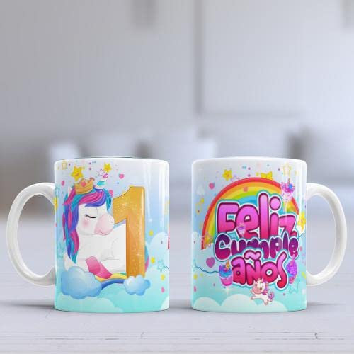 Taza de Cumpleaños Unicornio Personalizada 1 Año