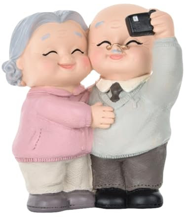 Veemoon Loving Elderly Couple Figurines, Older Couple Figure Cake Figurines Grandparents Old Figures Cake Grandma Grandpa Desktop Ornament for Valentines Day Anniversary Party Decoration