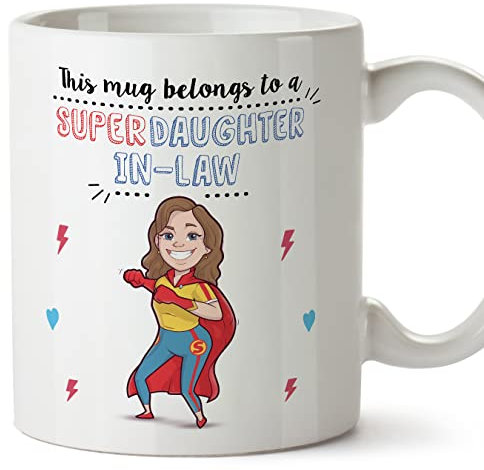 MUGFFINS Daughter in Law Mug - in English - Super Family - Funny Gift - Ceramic 11oz Mug