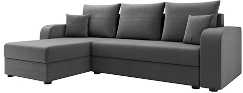 Mirjan24 Ecksofa Nolatio, Eckcouch, L-Form Couch für Wohnzimmer, Sofa mit Bettkasten und Schlaffunktion, Ottomane Universal, 3 Sitzer Polsterecke mit Bettfunktion (Manila 16)