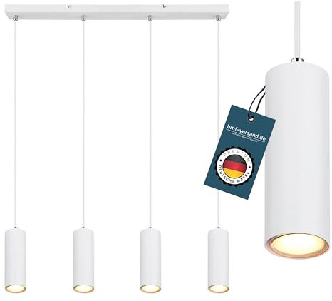 bmf-versand® Pendellampe Esstisch Weiß - Hängelampe Modern 4 Flammig - Hängeleuchte Esszimmer Küche - Pendelleuchte Wohnzimmer Hängend - Fassung GU10