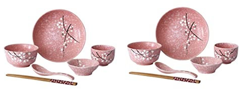 12 piezas de palillos transparentes Kawaii Pasta Vajilla Suministros Cuencos for cucharas Estilo rosa Vajilla moderna Platos Coreano Pho Japonés Arroz Cerámica Hogar Cena Cuchara Cocina Tazas