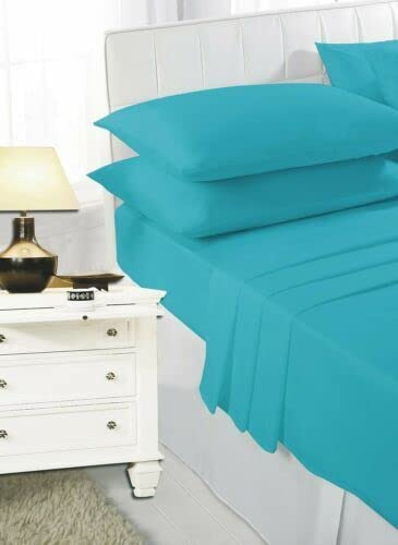 Fitted Sheet | Luxury Easy Care Polycotton Bed Sheet | Mattress Cover Non Iron, soft fabric, 26 Colours (Teal D)