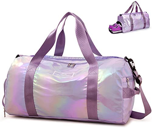 ZIOSINM Sporttasche Damen Fitnessstudio Klein Wasserdicht Sporttasche mit Schuhfach und Nassfach Weekender Reisetasche Gym Bag Damen Mädchen (lila)