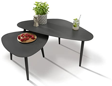 Destiny Couchtisch Ravenna 2er Tischset 109x60x40cm, 60x60x45cm, anthrazit