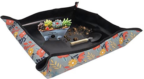 Nwvuop Tapete de trasplante de plantas de 75 x 75 cm, tapete impermeable plegable para plantas de interior, plantas suculentas, regalos para amantes de las plantas (gris)