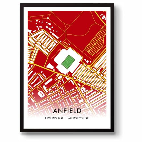 GroundDesigns Liverpool Fußball-Geschenk, Anfield-Stadion-Kunstdruck, LFC