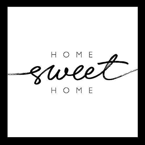 Wandbild 30x30cm Glasbild Home Sweet Home Schwarz Weiß Wanddeko Spruch Deko Wandobjekt