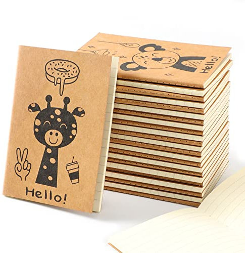 Sikao Cute Animals Mini Notebooks for Kids Party Favors, Small Notebooks for Girls Teens, Notebook Bulk for Class Prizes Bag Stuffer, Little Journals for Kids, Happy Mini Journal (A6 24Pack)