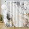Uiiooazy Rideau Douche Marbre Blanc, Rideau de Douche Gris et Doré Abstrait Rideau de Baignoire Anti Moisissure Imperméable Tissu Polyester Lavable Rideau Salle de Bain avec 12 Crochets 180Lx220Hcm
