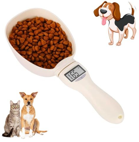 EHOTER Pelle à mesurer numérique pour nourriture pour animaux de compagnie, chat et chien, tasse à mesurer en grammes, tasse amovible avec affichage LED pour nourriture pour animaux domestiques, pelle