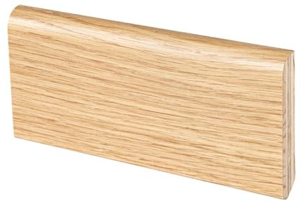Battiscopa in legno, essenza rovere verniciato naturale, mm 80 x 13 x 2400, prodotto in Italia, certificato PEFC, prezzo per confezione da 10 pz x 2,4 m