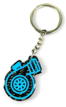 Turbo Icon Schlüsselanhänger aus echter Kohlefaser – Shifter Charm, Blau, Small