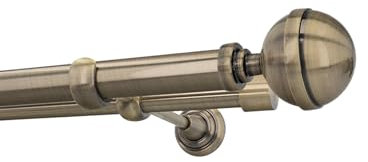 HDTL Gardinenstange Vorhangstange 25/19mm 2-läufig Wandmontage Messing Antik 140 cm Lotis