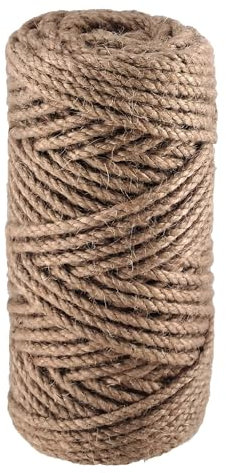 Corde de chanvre naturelle, durable en fibre de chanvre pour jardin, reliure, camping, écologique, multifonction (4 mm x 50 m)