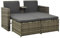 Generisch Fußbank Gartensofa Ausziehbar 2 Sitzer Balkon Sofa mit Hocker Rattan Sofa Balkon Lounge Klein Polyrattan Lounge Sofa Outdoor Rattansofa Balkonmöbel Gartenlounge Loungemöbel
