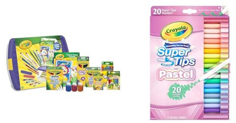CRAYOLA Mega Activity Tub - Including Crayons, Markers, Pencils, Pens, Paints, Clays & Pastel SuperTips Washable Markers - Assorted Colours (Pack of 20)