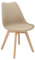 JUMI Esszimmerstuhl Oslo - Esszimmerstühle mit Kissen - Stühle zum Wohnzimmer Esszimmer - Bürostuhl ohne Armlehne - Holzbeine - Samt - Beige