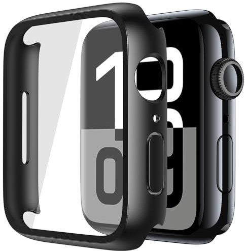 Recata 2 Pièces Rigide PC Protection Ecran en Verre Trempé pour Apple Watch Series 11 Series 10 46mm, Coque Ultra-Fine Anti-Chute Résistante aux Rayures pour iWatch, Noir Mat