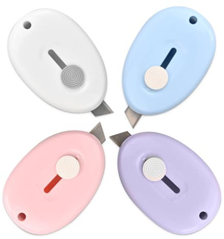 4 Pièces Ouvre-lettres, Mini Couteaux De Poche, Ouvre Enveloppe en Plastique Efficace Ouvere Courrier, Cutter Utilitaire de Poche Rétractable pour Express Box, Papier, Artisanat