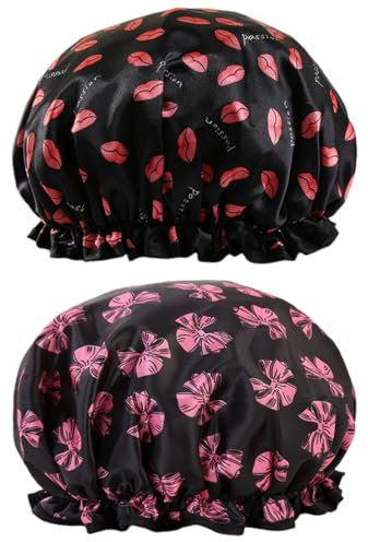 Bonnet De Douche, 2 Pieces Bonnet de Douche Etanche, Bonnet de douche réutilisable Élastique Bonnet de Douche