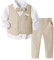 Volunboy Baby Jungen Anzug, Kinder Anzugweste Festliche Hochzeit Kleidung Bekleidung Set 4tlg (4-5 Jahre, Helles Khaki, Größe 120)