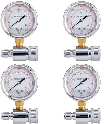 ISKDJBJG 4X Pressure Washer Gauge, 6000 PSI, 3/8 Inch Quick Connect, Pressure Gauge for Power Washer