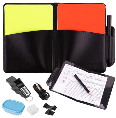 DEARBAG Professionelle Schiedsrichter Pfeife, Schiedsrichterpfeife, Trainerpfeife, Rote und Gelbe Karten, Pfeifen-Aufbewahrungsbox mit Lanyard-Fingerclip, Geeignet für Fußballspiele, Sportspiele