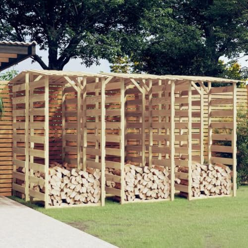 Xichuzi Pergolen mit Dach 6 STK Kaminholzregal, Brennholzregal Außen, Holzstapelhilfe, Holzunterstand, Kaminholzregal Aussen, Holzregal Kaminholz, 100x90x200 cm Kiefernholz Imprägniert