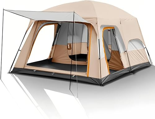 Zelt 4-6 Personen, Camping Zelt mit 1 Schlafzimmer und 1 Wohnzimmer, 310x210x180CM Familienzelt, Glamping Tent with Removable Tent Floor, für Camping, Reisen (Beige)