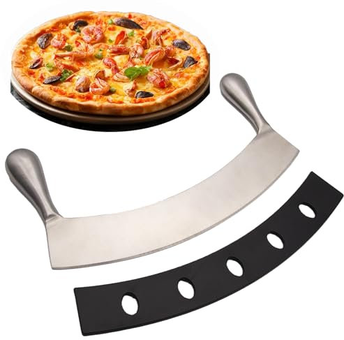 Coupe Pizza,Dancepandas Couteau à Pizza en Acier Inoxydable 30 cm,Coupe Pizza Double Poignée,avec Housse de Protection,Adapté pour Couper la Pizza Pain et Gâteaux