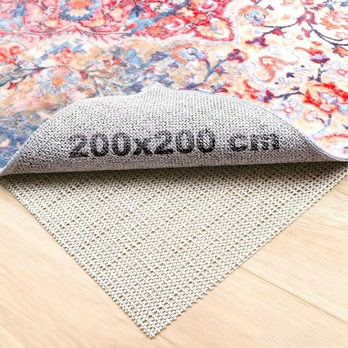 LOPYXBR 2 Stück Antirutschmatte für Teppich, 200x200 cm PVC Teppich Antirutschunterlage, Zuschneidbare Anti Rutsch Teppichunterlage für Schubladen, Weiß Teppichunterlage rutschfest für Tablett