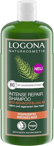 LOGONA Naturkosmetik Intense Repair Shampoo Bio-Schachtelhalm - 250 ml - sanfte Reinigung - vegan & natürlich - Ohne Silikon & Sulfate - für strapaziertes & brüchiges Haar