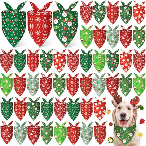 Weewooday Weihnachtstücher für Hunde, Weihnachts-Bandanas mit Weihnachtsmann, Schneeflocke, Zuckerstange, weiche Lätzchen, verstellbares Dreieckstuch für kleine, mittelgroße und große Haustiere (80 x