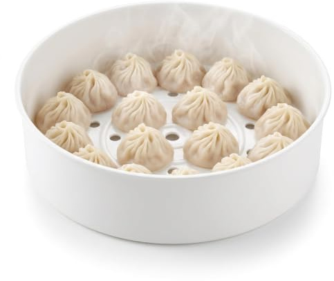 2L Steam Basket, 17x4x15.3cm Round Steaming Tray Insert with Draining Holes | Universal Plastic Steamer Grid Stand, Uniform Heating, Suitable Smart Rice Cooker, for Vegetables, Buns, Fish Steaming