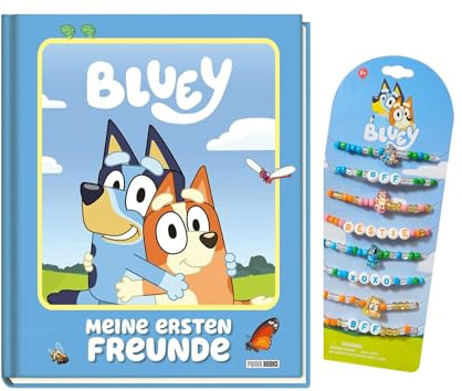 Kinder Set: „Meine ersten Freunde“ Kindergarten-Freundebuch + Bluey Armbänder – Geschenkset für Mädchen & Jungen ab 3 Jahren