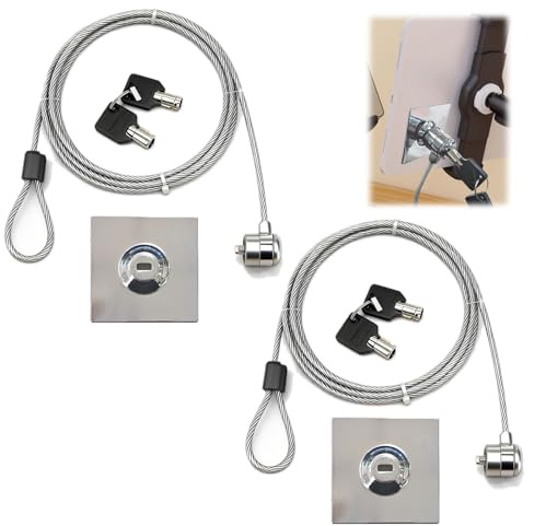 Cavo di Sicurezza Antifurto in Acciaio con Lucchetto a Chiave per PC, Notebook, Smartphone e Tablet, Serratura per Computer Portatile, Compatibile con Dispositivi Elettronici Universali (2)