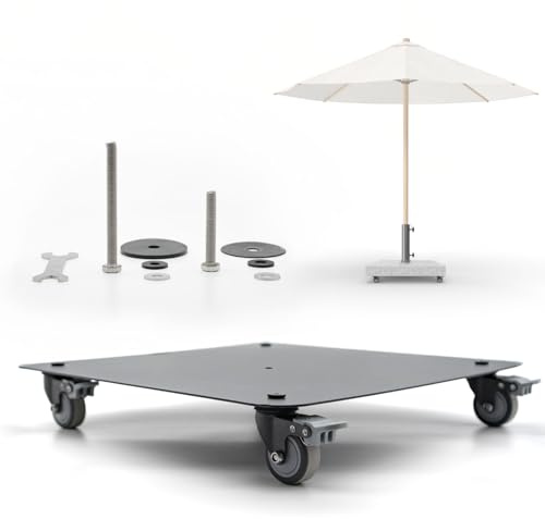 osoltus Universalplatte Metall lackiert | Schirmständer Vario mit Rollen 360° drehbar + Feststellbremsen für Sonnenschirme Schirmfüße | 50 kg Tragkraft