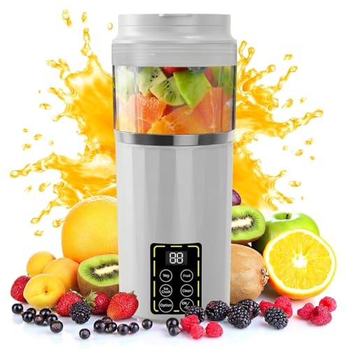 Portable Blender 460ml Personal Juicer for Smoothies and Protein Shakes | USB Rechargeable Personal Blender for Fruit Drinks and Shakes, Electric Juice Mixer with Lid for Travel, Office, Gym, Home